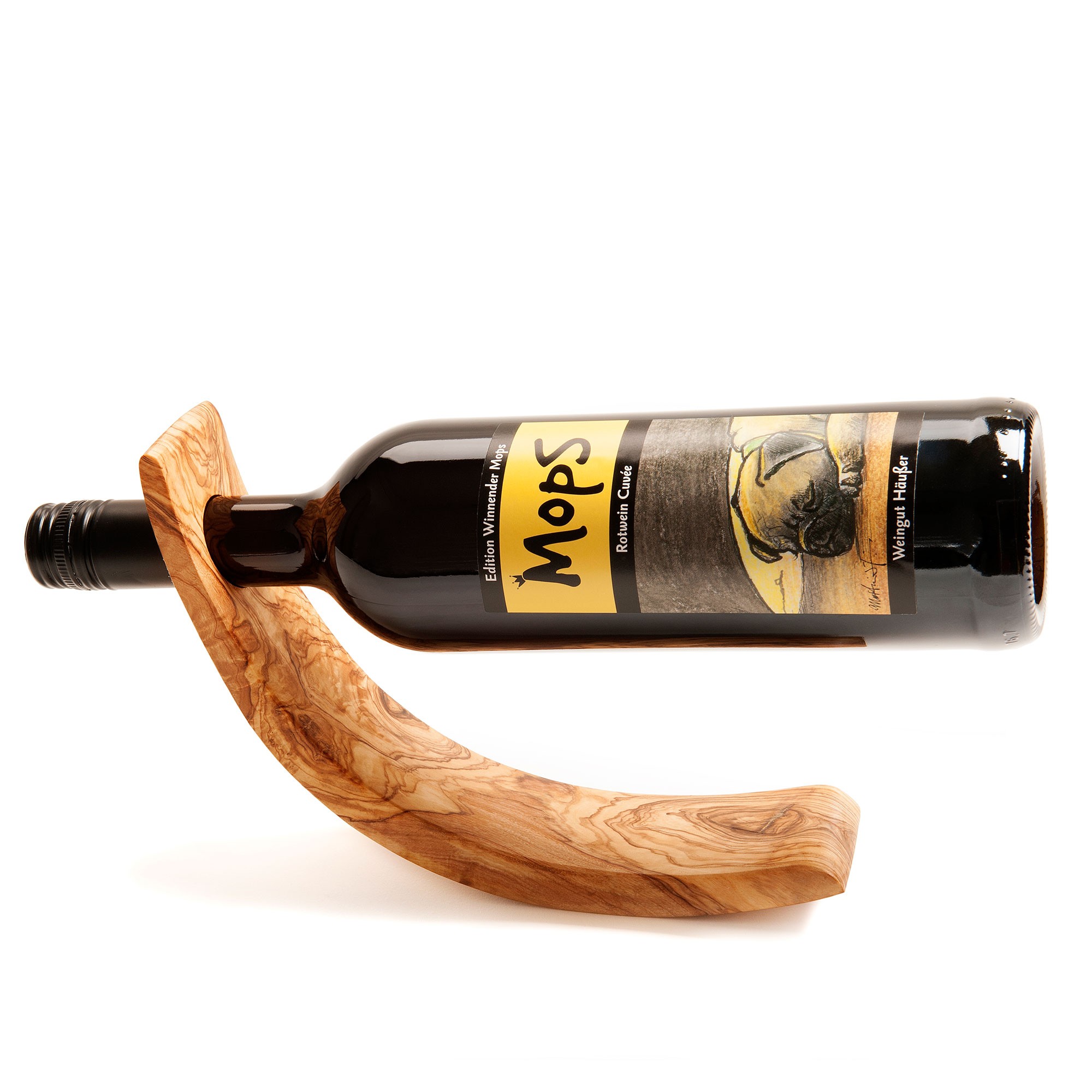 Olive Wood Wine Bottle Holder Handmade in Italy 