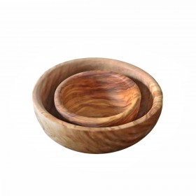 Set of 2 Bowls Olive wood 10 + 16 cm