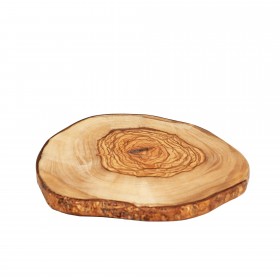 Olive wood slice rustic bark board - Ø 12-17cm
