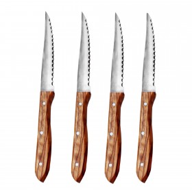 DESIGN olive wood cutlery in a set: 4 wooden knives