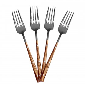 DESIGN olive wood cutlery in a set: 4 wooden forks