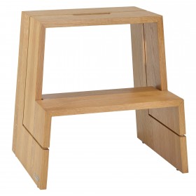 DESIGN step stool oak wood nature oiled with carrying handle, 46 x 38 x 46 cm