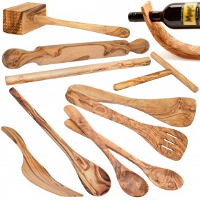 various Kitchen gadgets olive wood 