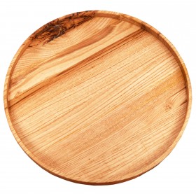 Wooden serving tray round chesnut, 40 cm