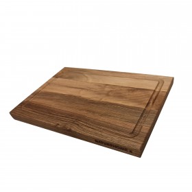 Chopping board with juice groove walnut wood, 30 x 20 x 2 cm