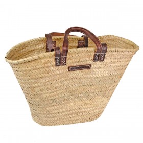 Palm leaf basket/shoulder bag with two handles