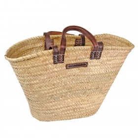 Palm leaf basket/shoulder bag with two handles