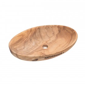 Soap dish olive wood, oval 14 x 9 cm
