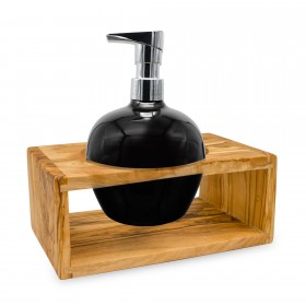 DESIGN holder olive wood incl. Soap dispenser black 
