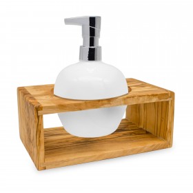 DESIGN holder olive wood incl. Soap dispenser white 
