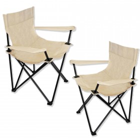 Folding chairs / director's chairs, set of 2, made of natural cotton with transport bags
