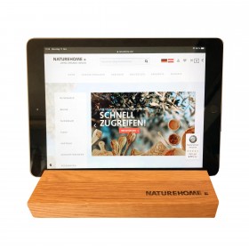 Tablet holder oak wood 19.5 x 12.5 x 2.5 cm