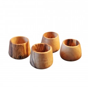 Set of 4 eggcups olive wood