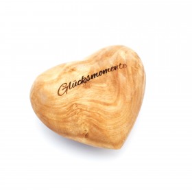 Decorative heart olive wood 10 cm, customizable with engraving 