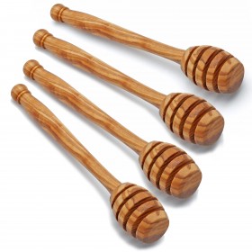 Set of 4 honey spoons olive wood, 15 cm