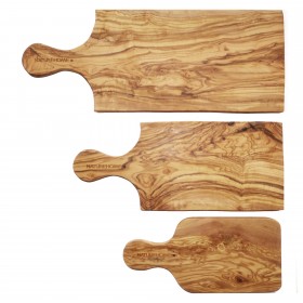 Cutting board with handle, olive wood, various sizes