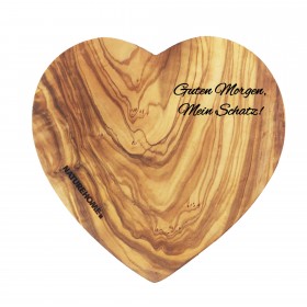 Cutting board heart-shaped olive wood, 17-20 cm customizable 