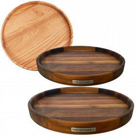 Wooden serving tray round, various designs