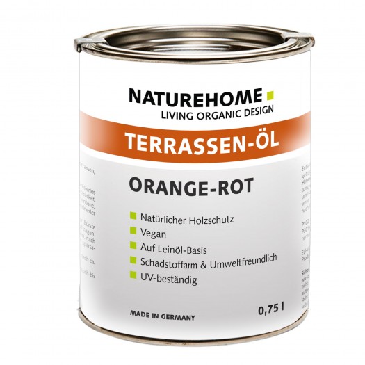 Terrassen-Öl Holzöl für Außenbereich verschiedene Farben 0,75 l Orangerot