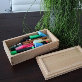 B-Ware Holzbox Buche mit Deckel, 25 x 12 x 7 cm 